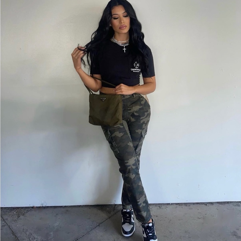 Sun + Stone Olive Camo Straight-Leg Cargo Pants
